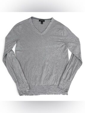 Silk Cashmere Banana Republic Sweater Gray V-Neck Luxury Blend Men’s L